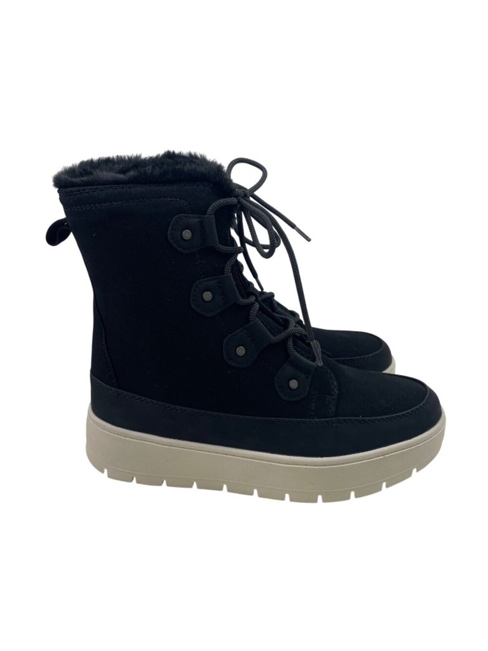 Falls Creek Amelia Womens Black Lace-Up Winter Boots With Faux Fur Lining Size 8 - Picture 2 of 16